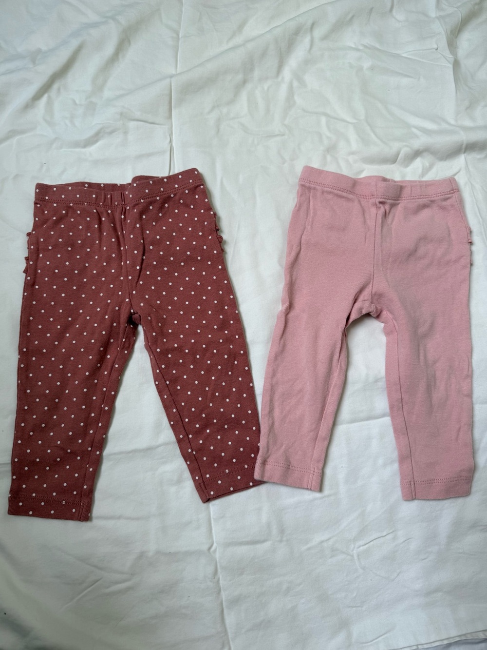 Two-Pack Girls' Cotton Leggings - Pink & Dusty Rose Polka Dot